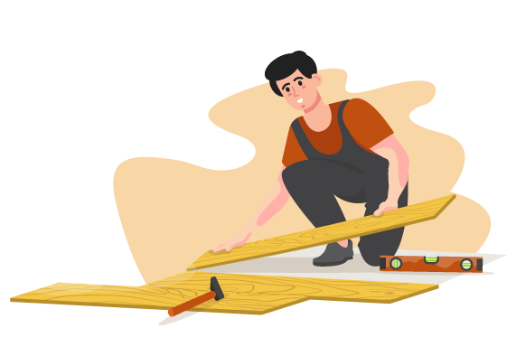 ilustración de hombre poniendo suelo de madera